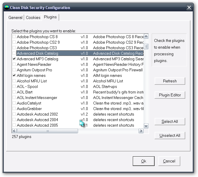 Configuration window (plugins)