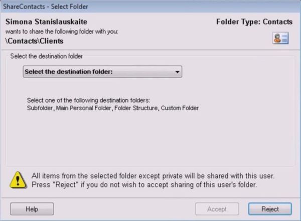 Folder Sharing Window