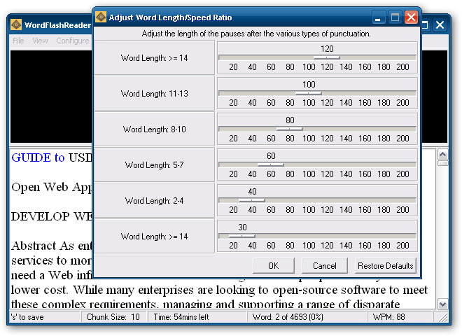 Adjusting word ratio