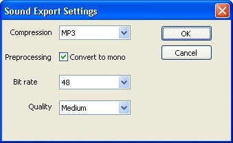 Sound export settings