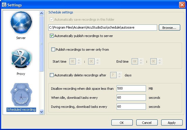 Schedule Recording Window