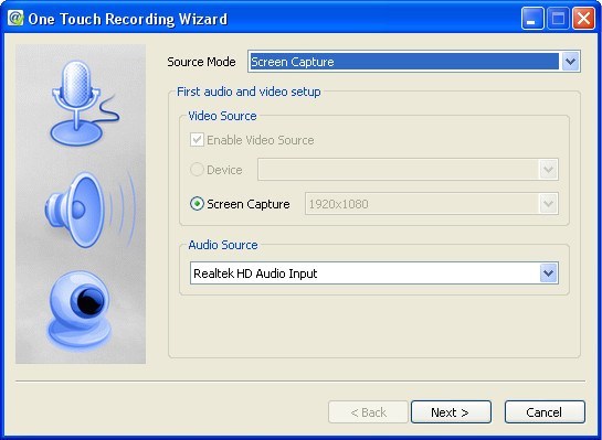 Recording Wizard Window