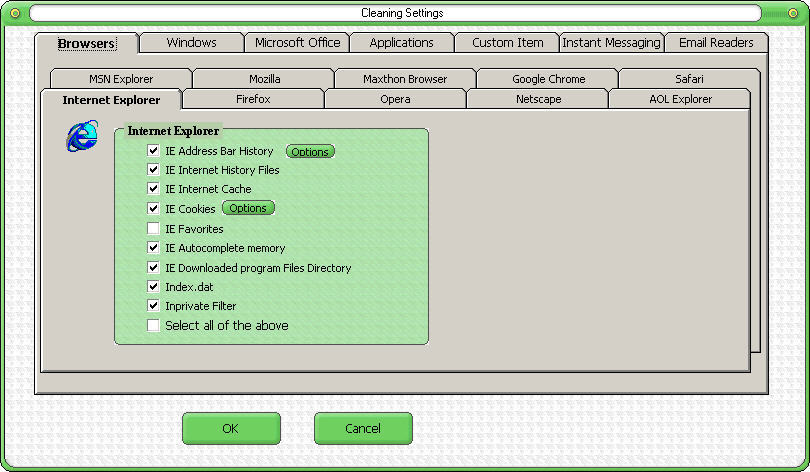 Customize cleaning settings