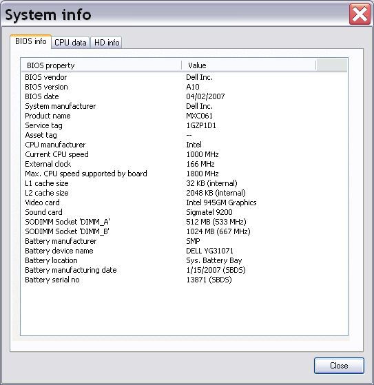 System info