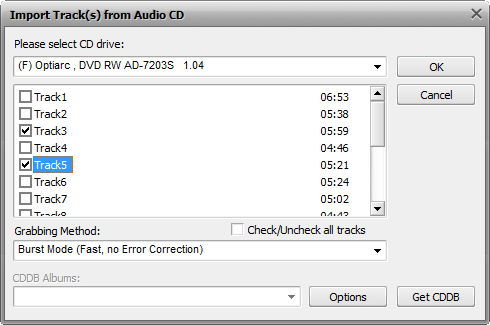Importing Tracks from Audio CD