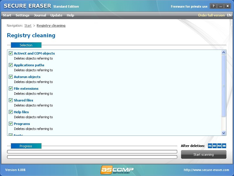 Registry Cleaner Window