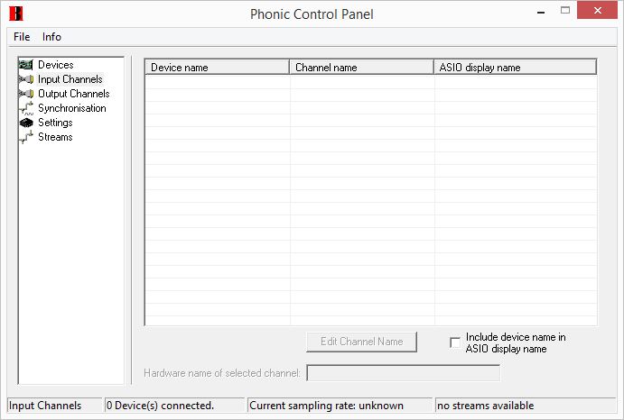 Control Panel Window