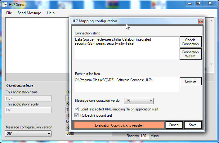 Mapping configuration screen