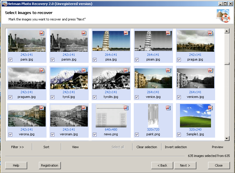 Selecting the Images