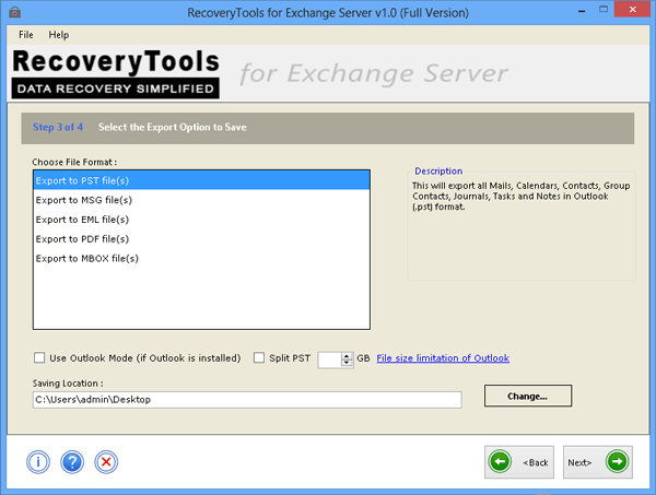 Export Recovered Exchange Mailbox into PST Format