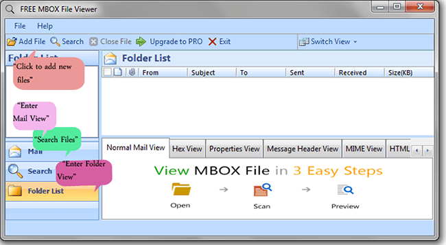 Free MBOX File Viewer Application Description 