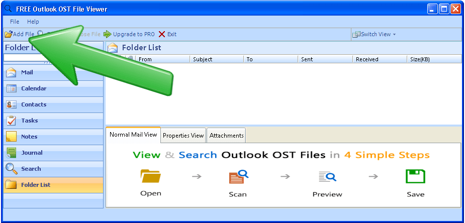 ost file viewer add file