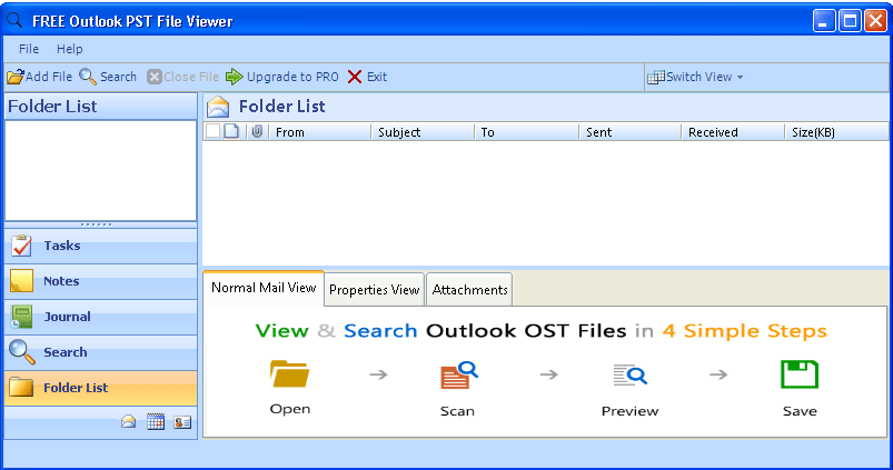 PST File Viewer Application Screenshot