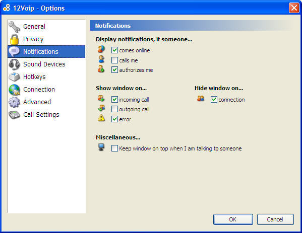 Options Window