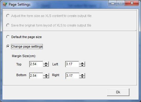 Page settings box