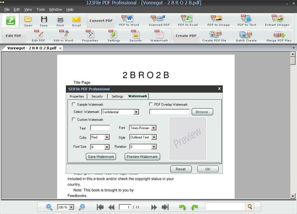 Output PDF Properties and Settings