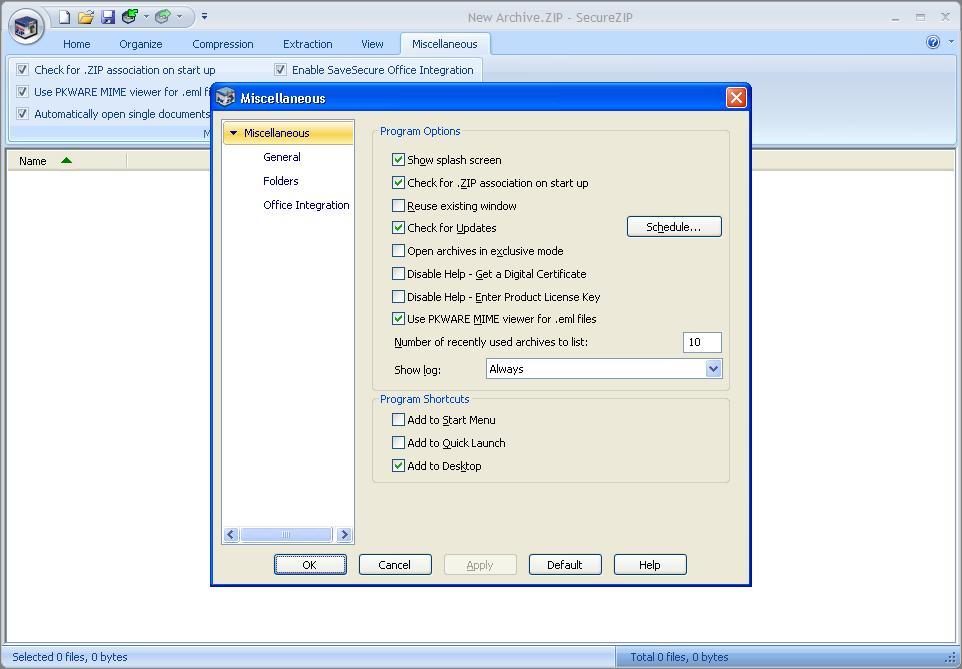 General Settings Dialog