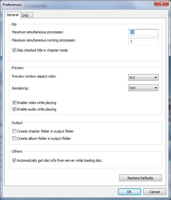 Preferences Window