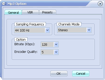 MP3 Option Window