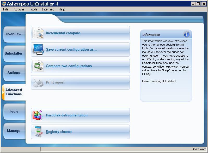 Advanced Functions Menu