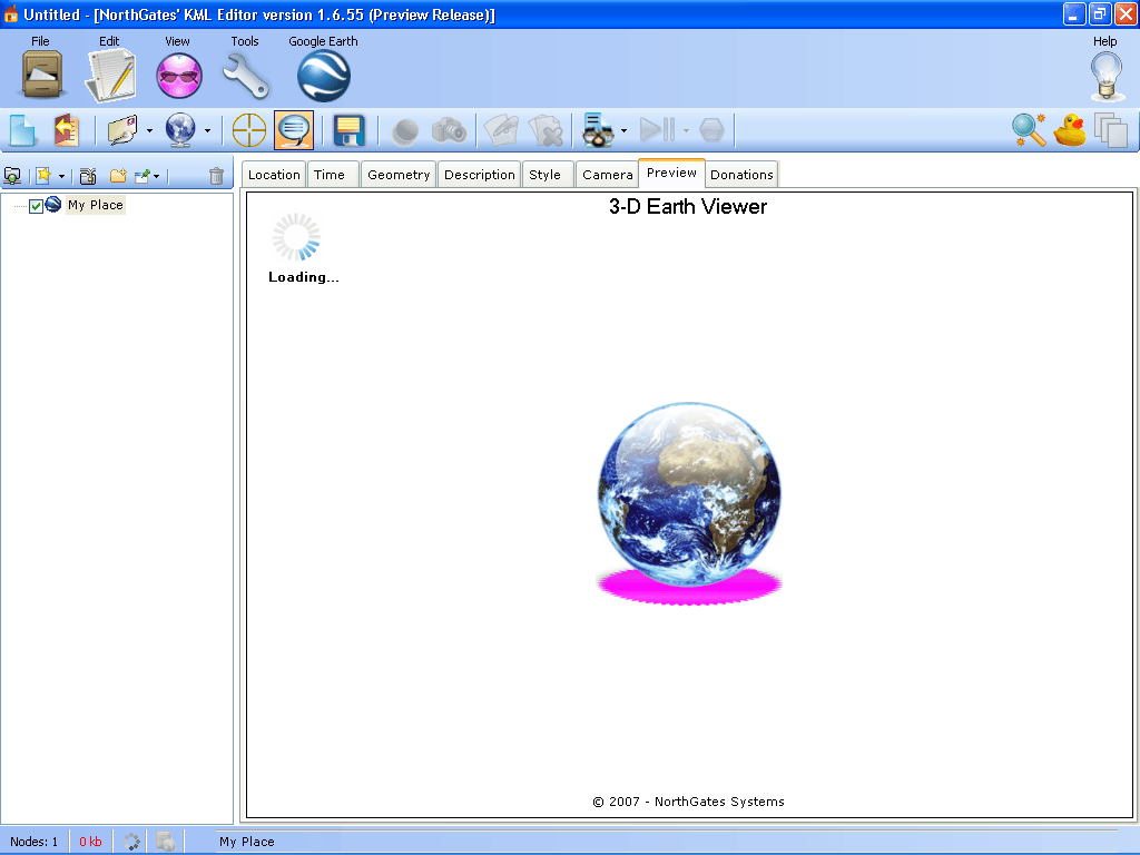 Loading 3D earth viewer tab