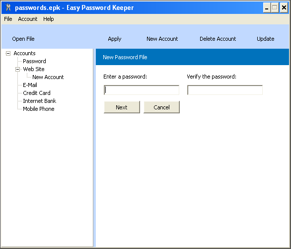 Master Password Setup