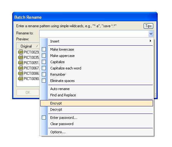 Dropdown menu