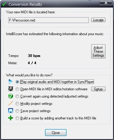 Conversion Results Dialog