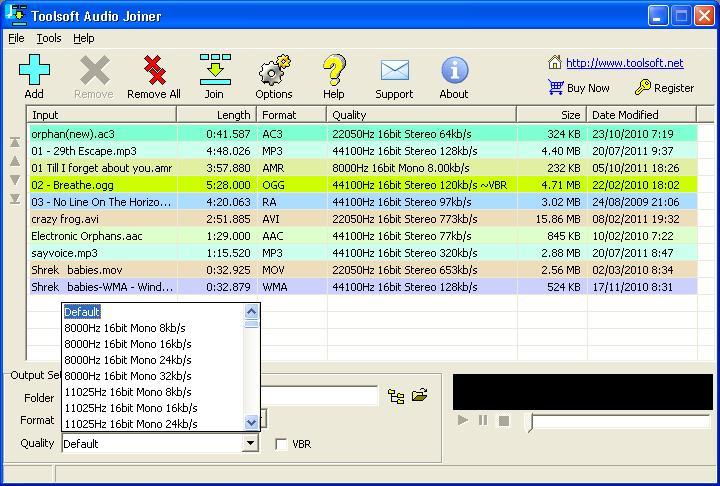 Selecting Files and Output Settings