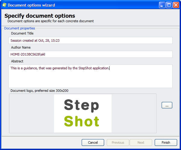 Document options wizard