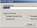 Default settings dialog