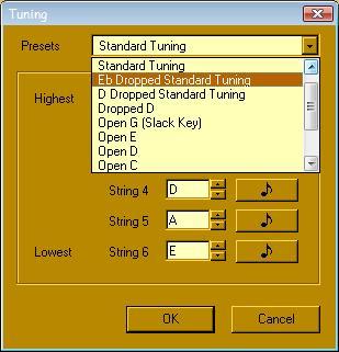 Guitar Power-Tuning menu