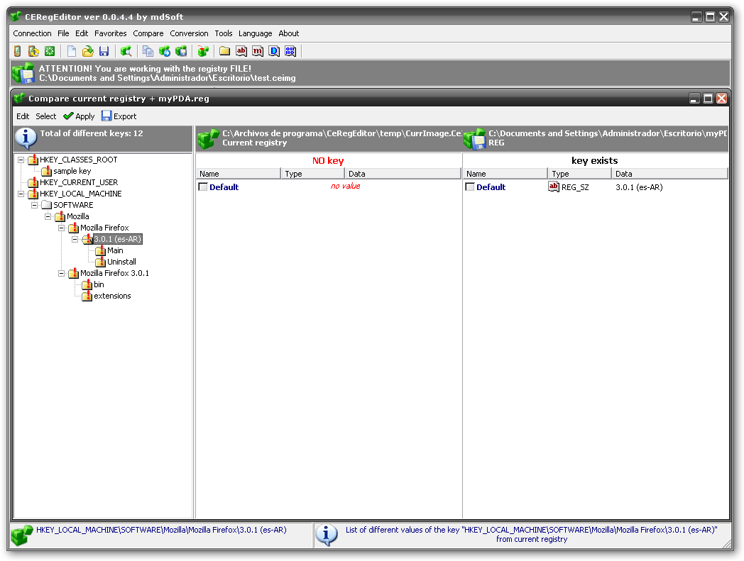 Comparing Registry file