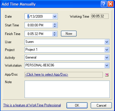 Add time manually.