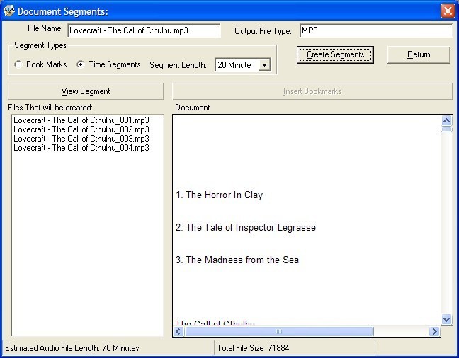 Segmenting the Audio Output