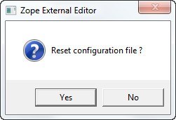 Configuration File Reset Window