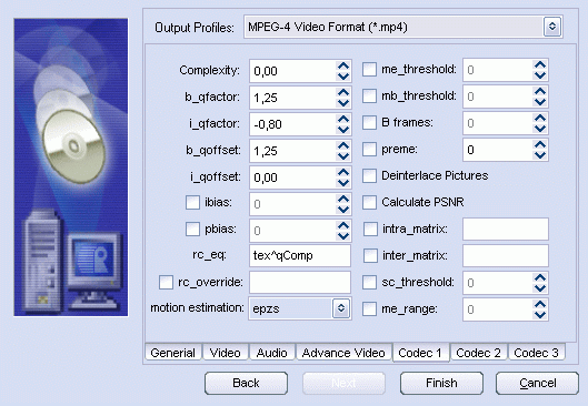 Output codec options