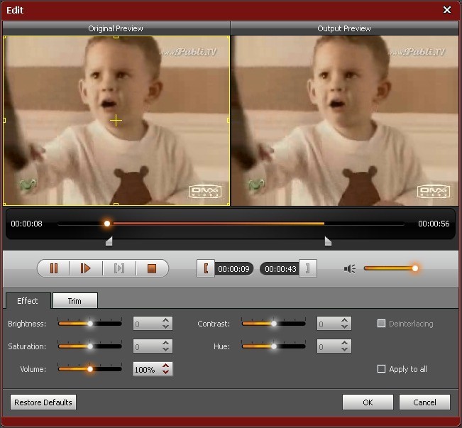 Edit Window - Video Effects