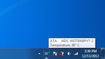 System tray icon displaying the temperature