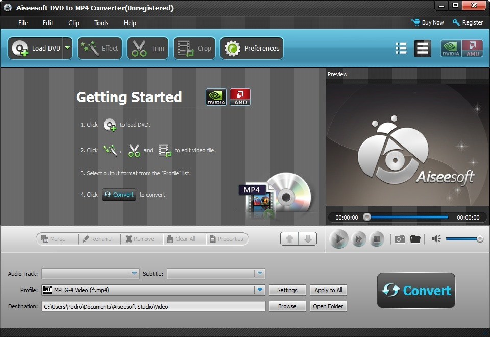 DVD to MP4 Converter Main Screen