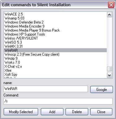 Edit commands to silent installation