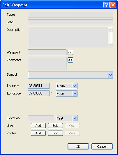 Edit Waypoint Window