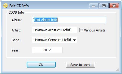 Edit CD Info Window