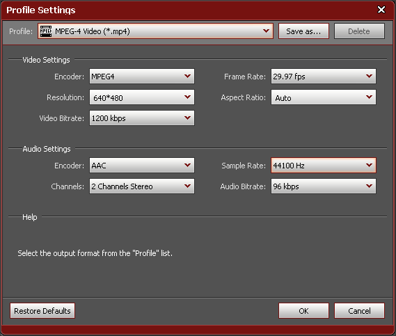 Profile Settings Window