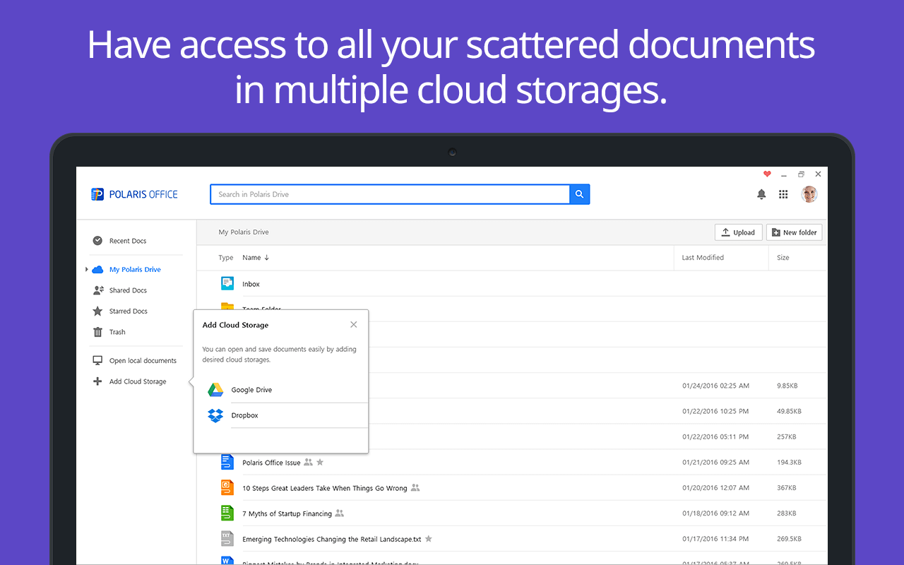 Access to Famous Cloud Storage like Dropbox, Google Drive