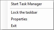 Taskbar context menu