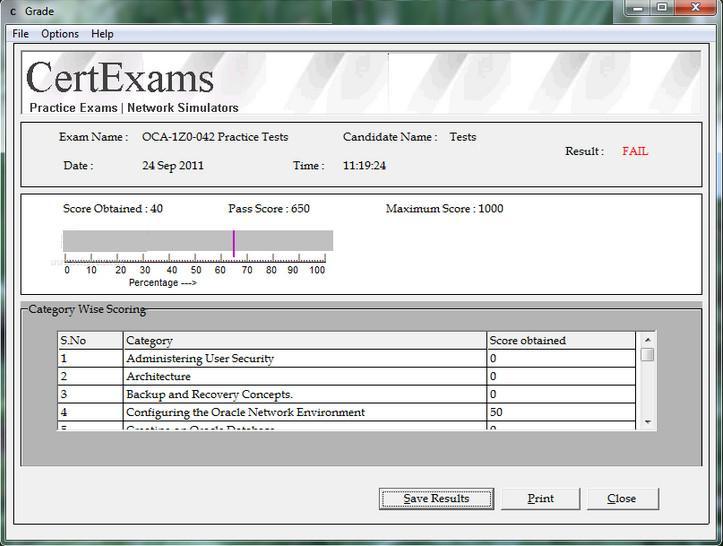 Test Results Window