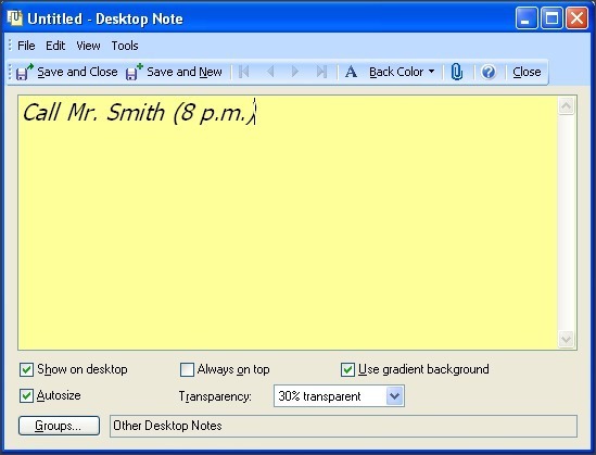 Desktop Note Creation