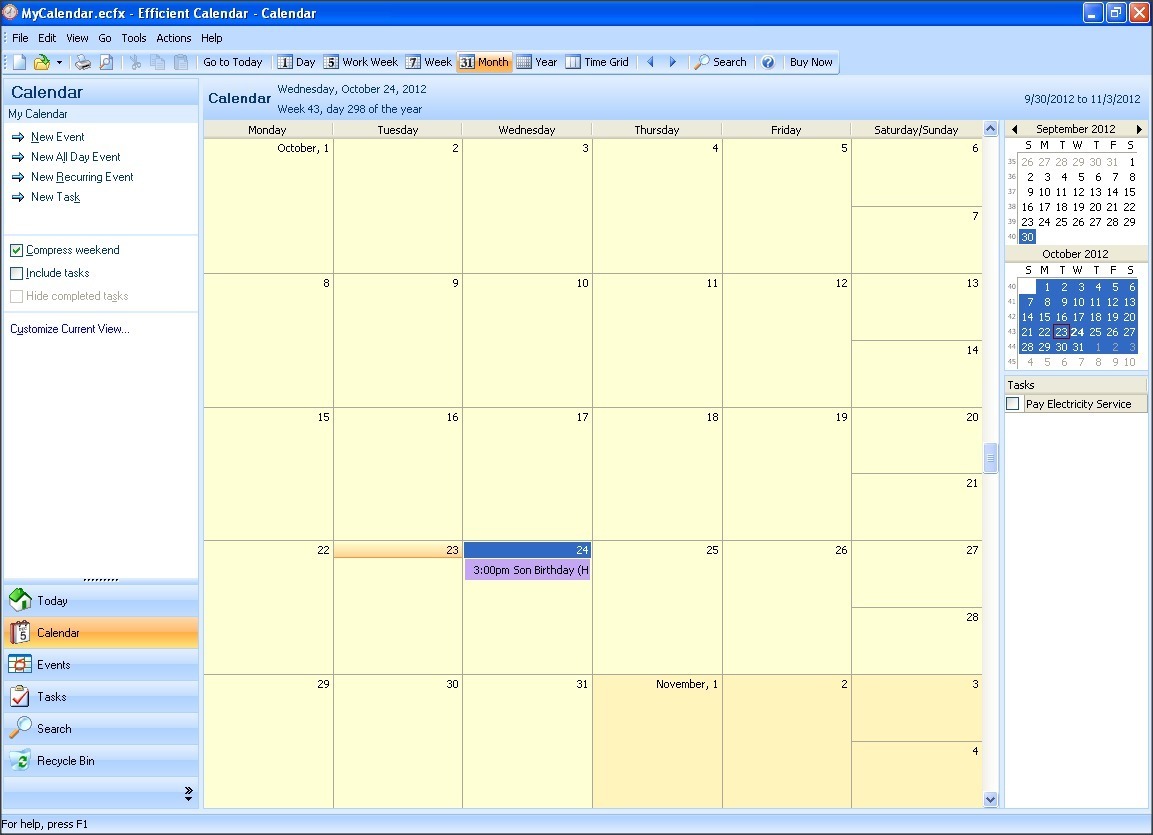 Calendar Section - Monthly View