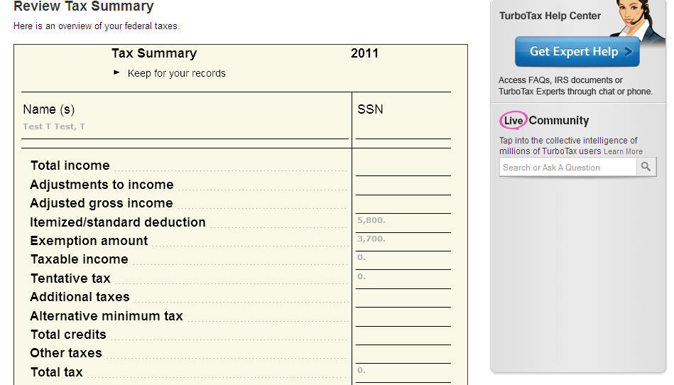 Review tax summary